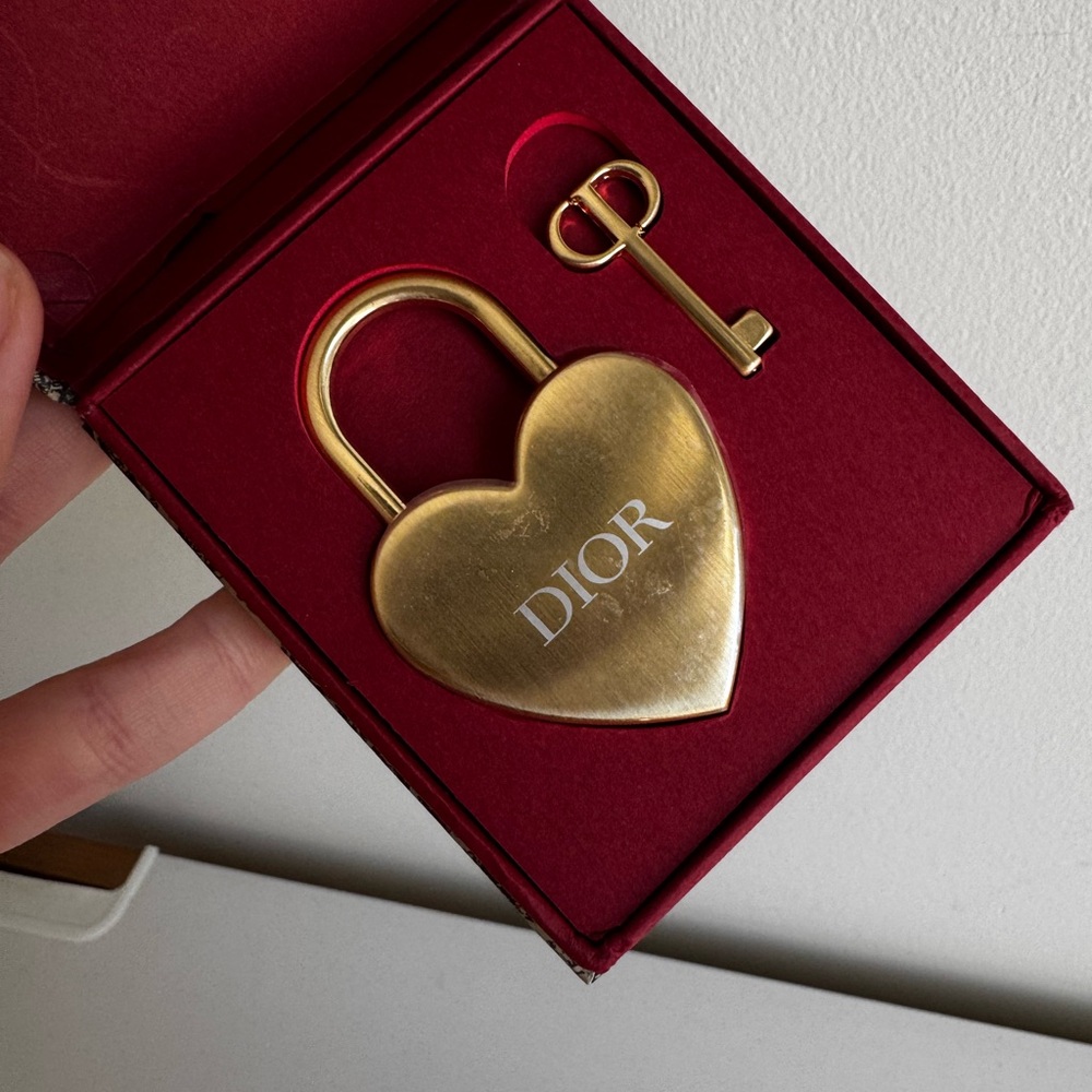 Authentic Dior Gold Heart Padlock with Key